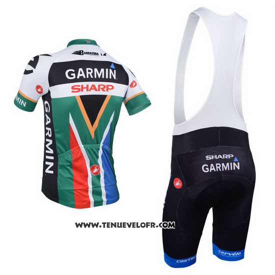 2013 Maillot Ciclismo Garmin Sharp Champion Afrique Du Sud Manches Courtes et Cuissard